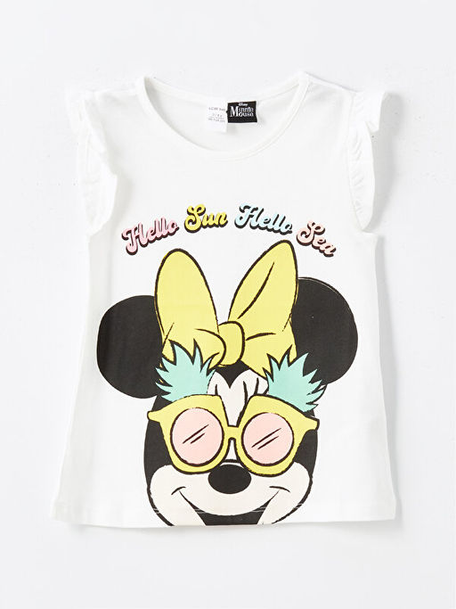 Bisiklet Yaka Kolsuz Minnie Mouse Bask?l? K?z Bebek Atlet