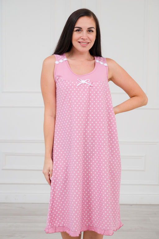 Ночная сорочка из кулирки Василиса горох на лиловом - Амадэль фото 8