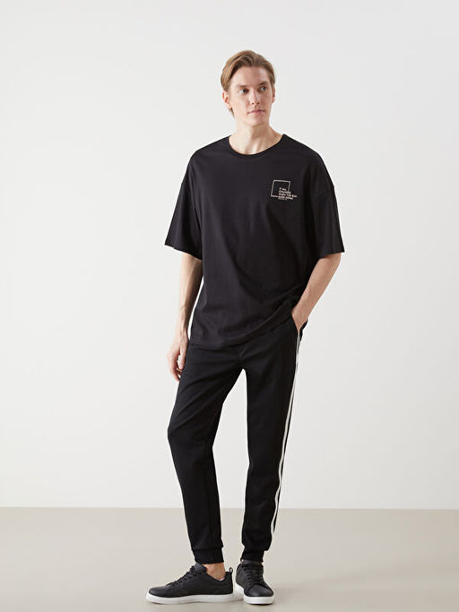 Bisiklet Yaka Bask?l? Erkek Ti??rt