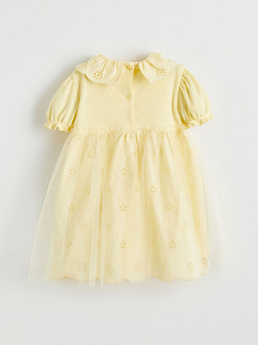 T?l Detayl? Bebe Yaka K?z Bebek Elbise