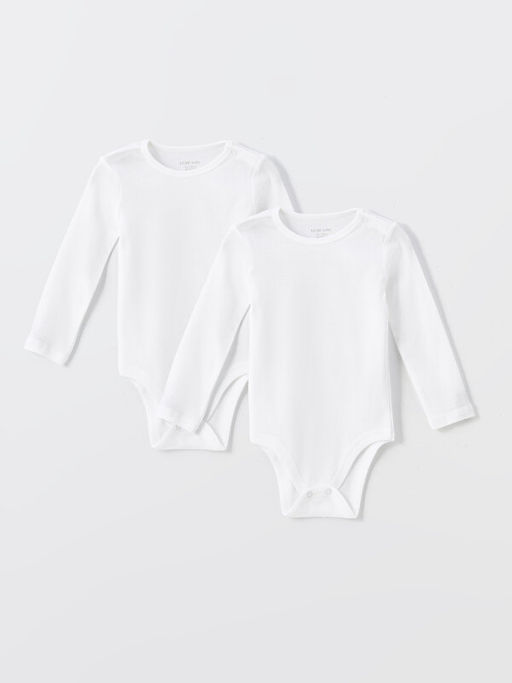 Bisiklet Yaka Uzun Kollu K?z Bebek ??t??tl? Bodysuit 2li