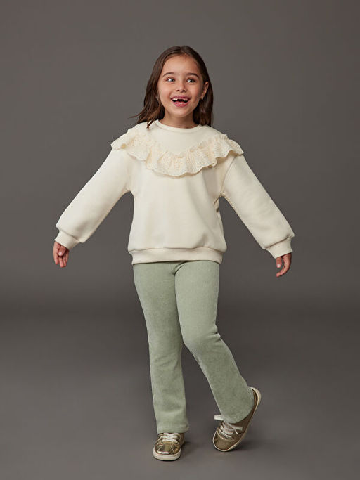 Beli Lastikli ?spanyol Pa?a Kadife K?z ?ocuk Tayt