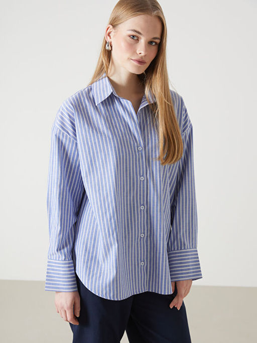 ?izgili Oversize Poplin Kad?n G?mlek