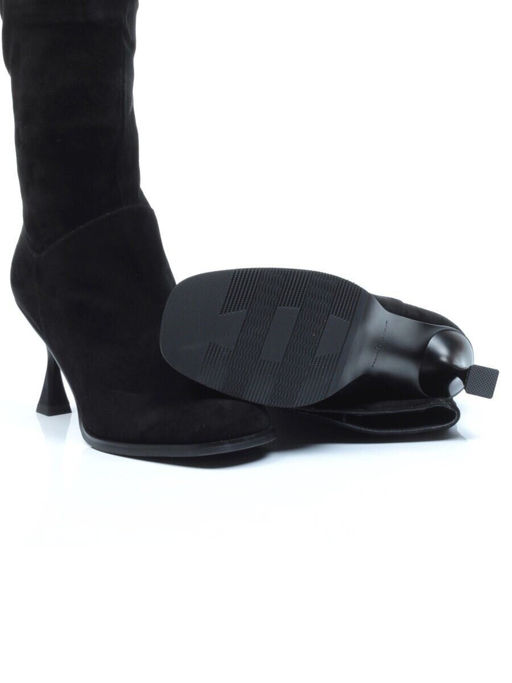 02-E29W-11B BLACK Сапоги зимние женские (натуральная замша, натуральный мех (еврозима))