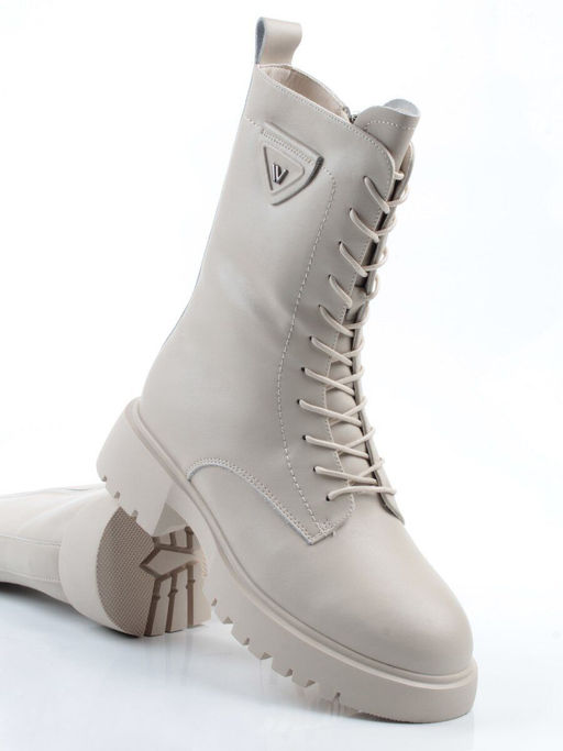 04-PAM366-2Z LT. BEIGE Ботинки зимние женские (натуральная кожа, 100% шерсть)