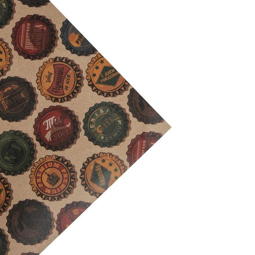 Цена за 10 шт. Бумага упаковочная крафтовая «Крышки», 50 х 70 см