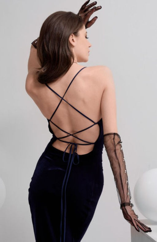 Платье из бархата с открытой спиной OD-690-1 - Tantino фото 7