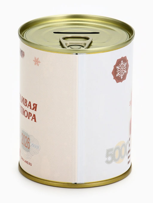 Копилка банка новогодняя «Счастливая купюра», металл, 7.5×9.5 см