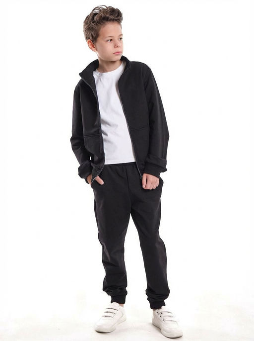 Комплект спортивный плотный из футера 22-7375 черный - Mini maxi фото 5