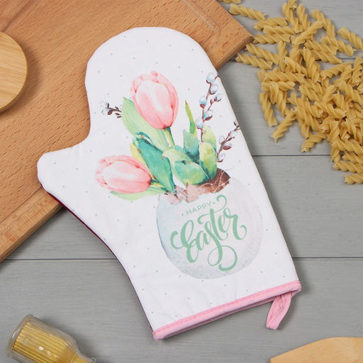 Варежка-прихватка Этель Тюльпаны 20х28см,саржа, 100% х/л, ватин 250г/м2  фото 5