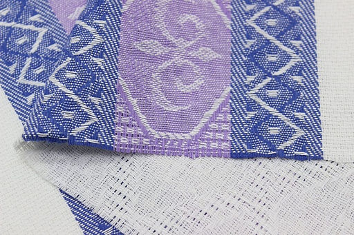 Холст полотенечный жаккард Ромбы на белом с каймой цв.сиреневый/синий, ш.0.5м, лен-30%, хл-70% - Купава фото 3