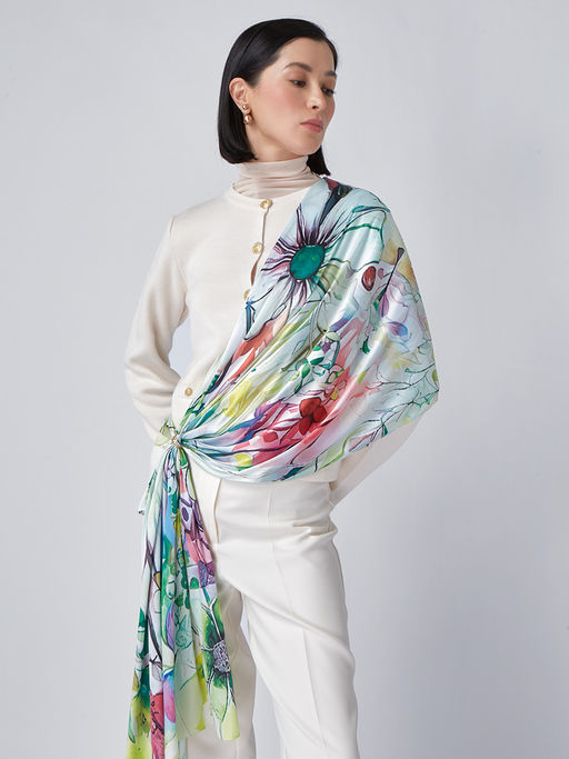 Большой, мягкий, тонкий и очень нежный двусторонний палантин с рисунком - Tantino фото 6