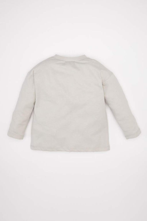 Футболка с круглым вырезом и длинными рукавами для маленьких мальчиков Disney Микки и Минни - Defacto фото 3