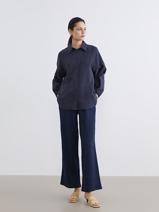 Dokulu Oversize M?slin Kad?n G?mlek Tunik