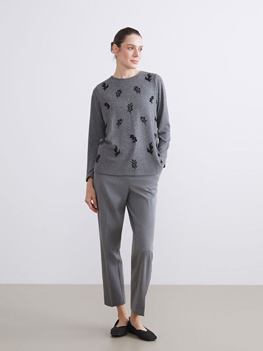 Bisiklet Yaka Desenli Kad?n Ti??rt