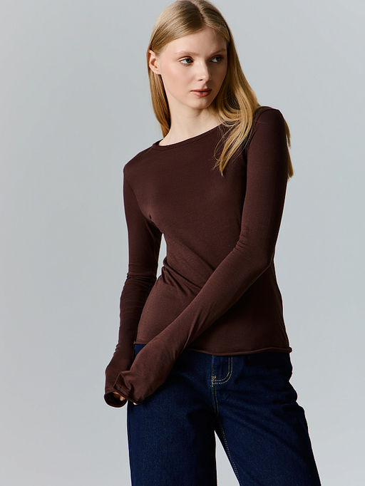 Лонгслив женский коричневый - Mark formelle фото 4