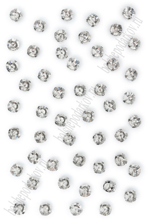 Стразы пришивные 6 мм "Круг" (50 шт) SF-3769, серебро №1