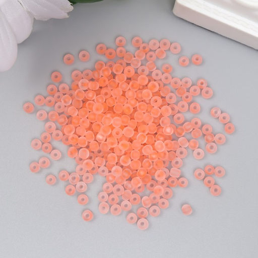 Бисер стекло 8/0 Матовый полупрозрачный. Светло-оранжевый 10 гр - Арт узор фото 2