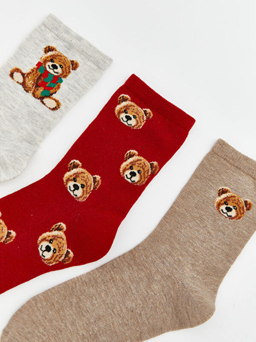 Ay? Teddy Bask?l? Kad?n Soket ?orap 3l?