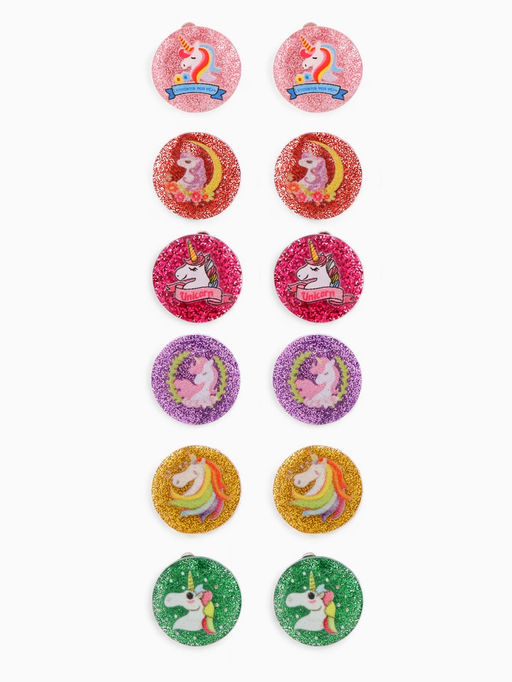 Цена за 2 шт. Серьги клипсы детские Выбражулька «Блестящие единорожки», МИКС