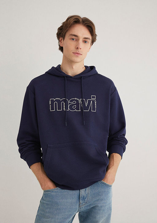Mavi Logo Bask?l? Lacivert Sweatshirt