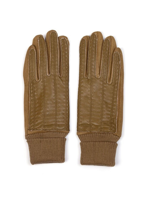 Перчатки из экокожи и шерсти