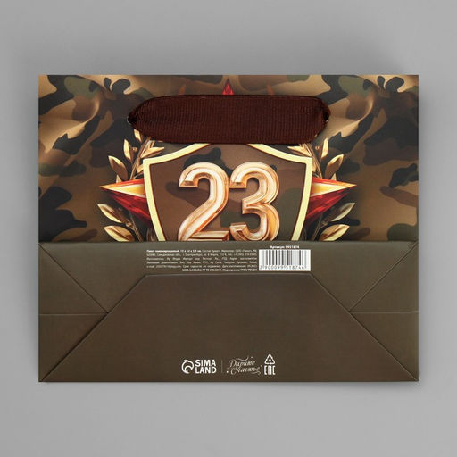 Цена за 2 шт. Пакет подарочный ламинированный, упаковка, С 23 февраля, S 15?12?5.5 см