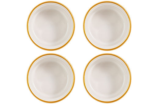 Набор 4 форм для запекания "Бисер" 200 мл 8,7*8,7*5,6 см, молочно - белый, золотая кайма, керамика