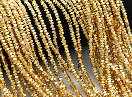 Бусины из гематита брусок 3*9мм цв.золотистый, 38см, 43 бусины - Радуга камня фото 2