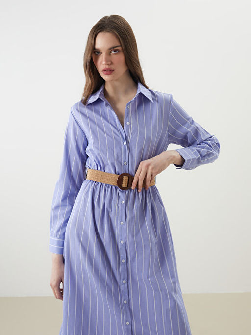 ?izgili Poplin Kad?n G?mlek Elbise