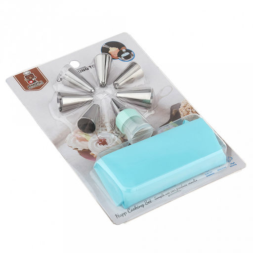 Кондитерский набор 9 предметов Букет: мешок для крема п/эт 33,5см, насадка из нержавеющей стали - 7 штук, узкие, закрытые, бордюрные, д1,8см, h3,3см; фиксатор винтовой для насадок пластик, цвета микс, на блистере 20х13,7х3см (Китай) - Домашняя мода фото 6