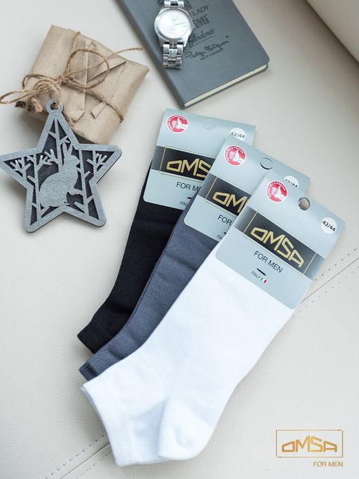 OMSA ECO 402 носки муж. укороченн. - bianco  фото 3