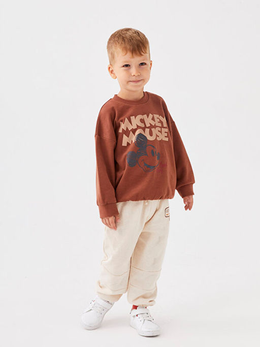 Bisiklet Yaka Uzun Kollu Mickey Mouse Bask?l? Erkek Bebek Sweatshirt - Waikiki фото 3