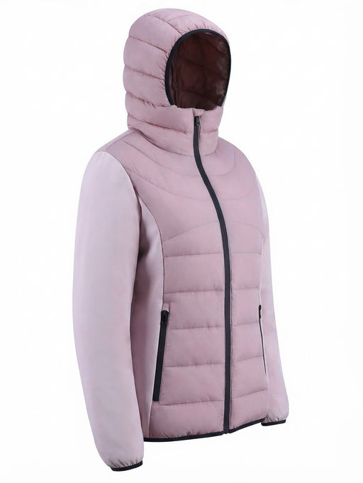 Куртка женская гибридная стёганая с капюшоном с графеновой подкладкой розового цвета 9630_1R