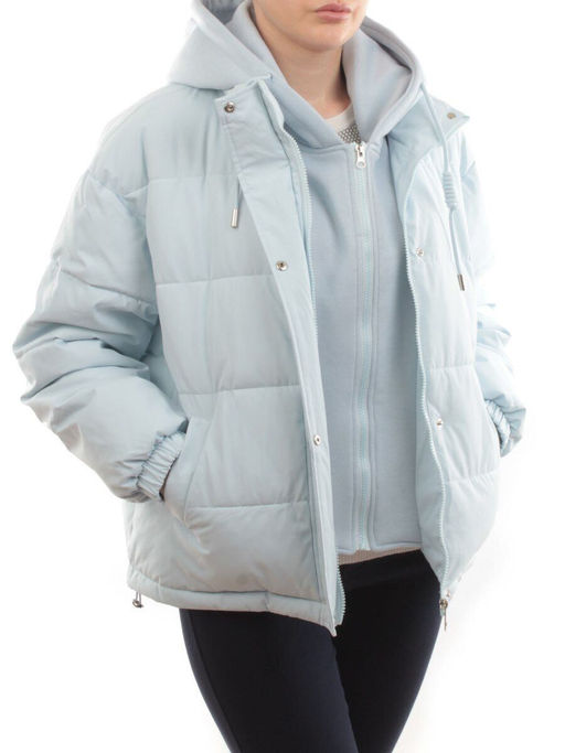 H24-088 LT. BLUE Куртка демисезонная женская (120 гр. холлофайбер) - Фабричный китай фото 7