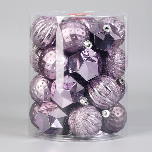 Ёлочные игрушки Изабель, шары новогодние, d=6 см, набор 25 шт., грани, сиреневый - Зимнее волшебство фото 2