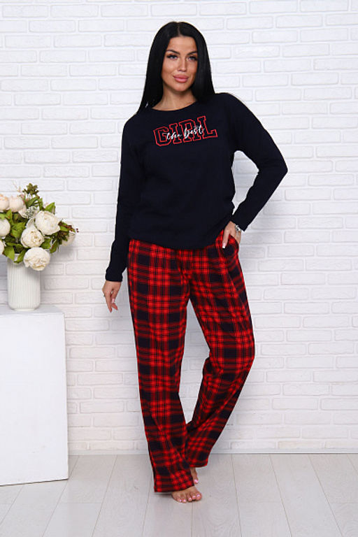 Костюм с брюками, принт, темно-синий (957-1) - Плиона фото 2