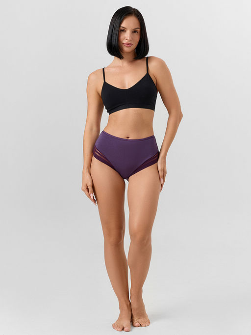 Цена за 2 штуки! Трусы макси женские фиолетовые с элементами кружева - Mark formelle фото 6