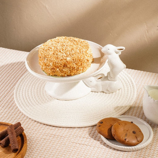 Блюдо сервировочное SL Home «Пасхальные кролики», 30.5×25×15.5 см, доломит, белое