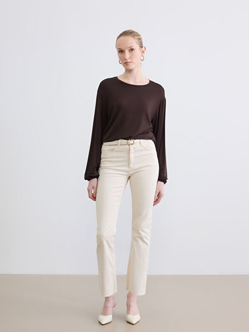 Bisiklet Yaka Balon Kollu Oversize Bluz