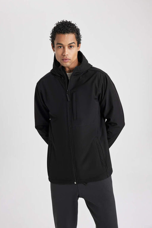 DeFactoFit утепленное пальто из софтшелла стандартного кроя с капюшоном  фото 3