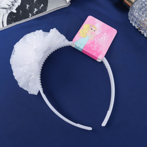 Цена за 6 шт. Ободок для волос «Школьница», облачко горох, d=10 см, белый