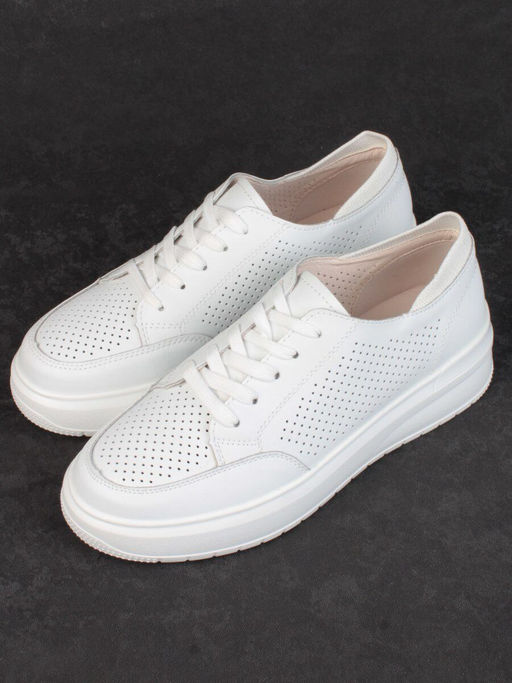 05-HY14-2D WHITE Кроссовки женские (натуральная кожа)