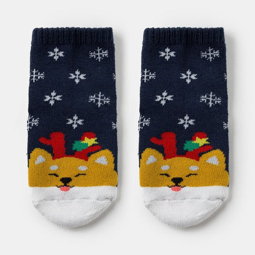 Цена за 6 шт. Носки детские новогодние махровые, синие, размер 14-16