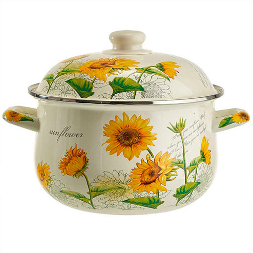 Кастрюля эмалированная 3,6 л MetaLLoni EM-1511 с эмалированной крышкой d=22см,Подсолнухи(6)