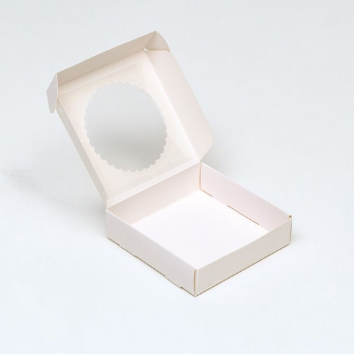 Цена за 6 шт. Коробка сборная, белая, с окном, 11.5×11.5×3 см