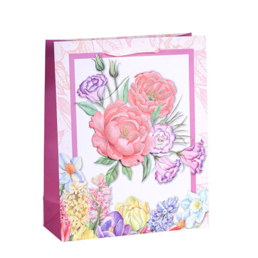 Цена за 12 шт. Пакет подарочный 23,5х19,5х8 / 1199S /уп 12/720/Цветы - Галеонтрейд фото 2