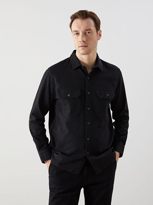 Rahat Kal?p Uzun Kollu Keten Kar???ml? Erkek G?mlek