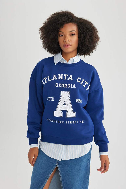 Толстый свитшот оверсайз с круглым вырезом - Defacto фото 6