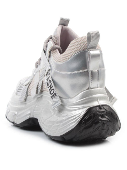 03-18C GREY/SILVER Кроссовки женские (натуральная кожа, искусственная кожа)